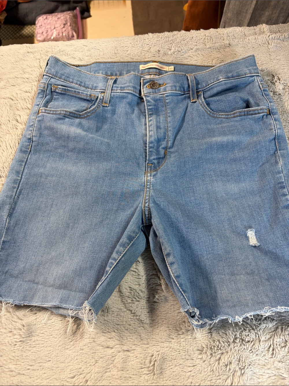 Levi's High Rise Light Blue Cutoff Denim Shorts